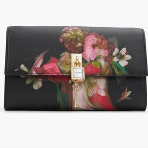 Ted Baker Black Clutch with Floral Design Cyra Metallic Leather Crossbody Bag